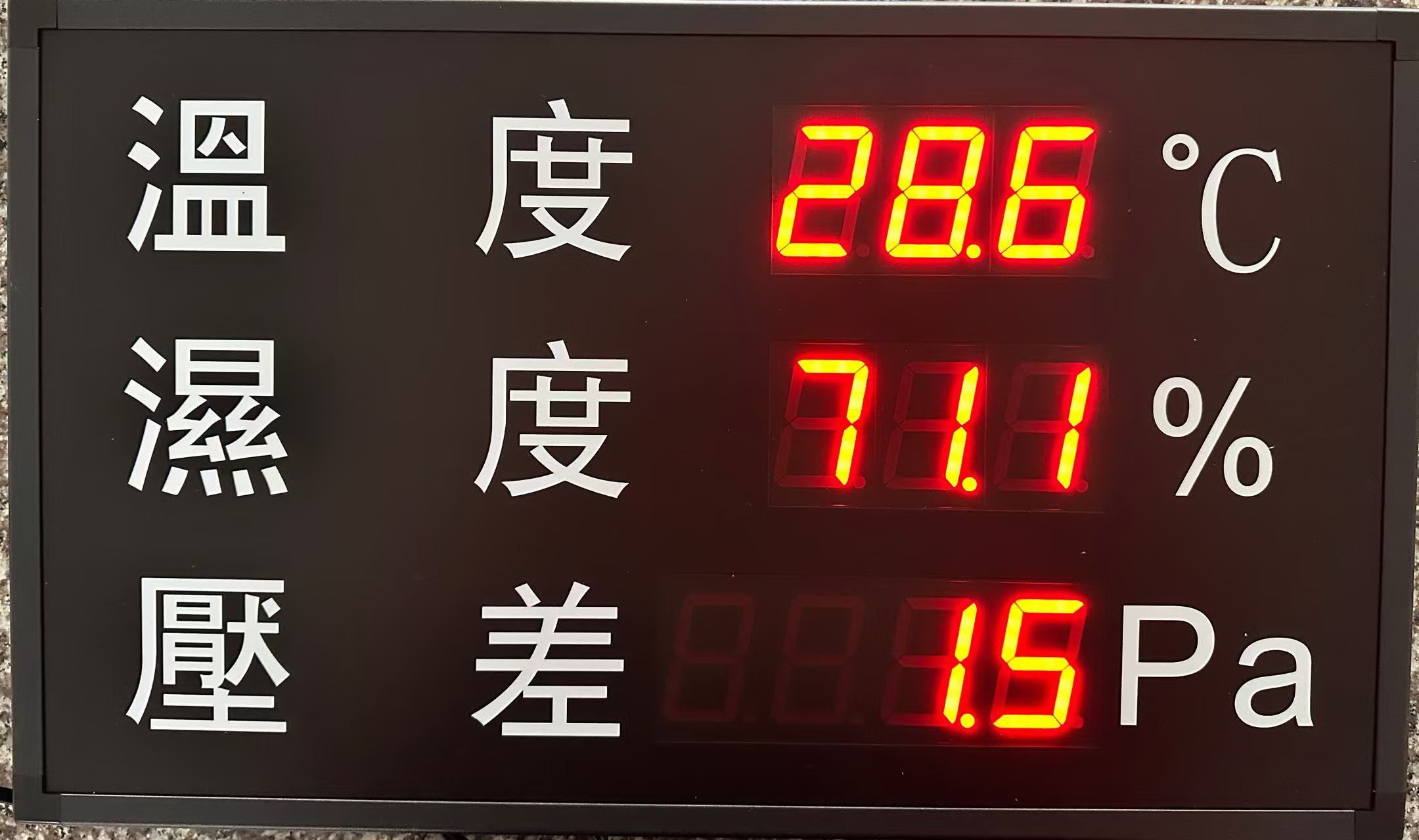 室內溫濕度壓差顯示看板